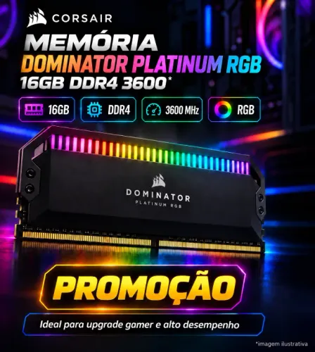 Memória Corsair Dominator Platinum RGB 16GB DDR4 3600MHz CL18 (1x16GB)