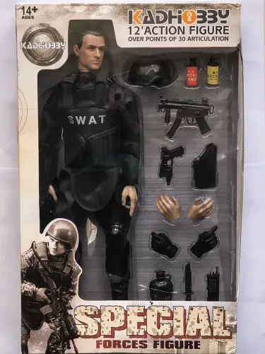 Boneco Action Figure 1/6 30cm Articulado Soldado Swat Armas Preto