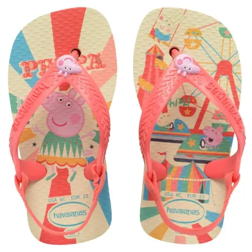 Chinelo Havaianas Infantil Meninas Bebê Baby Pepa Pig Amarelo+Rosa 41459802930