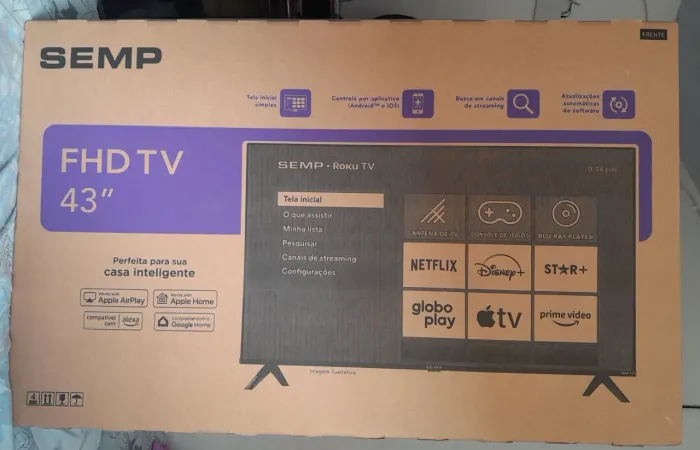 Um TV semi-nova, semp 43 polegadas por R$ 900,00