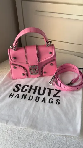 Bolsa Schutz Original Couro Rosa Mini Bag com Alça + Dust Bag