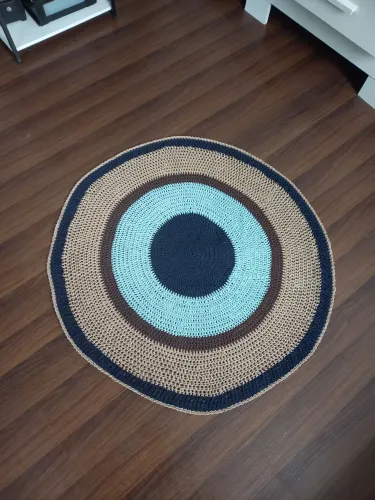 Tapete de crochê feito a mão 90 cm diâmetro