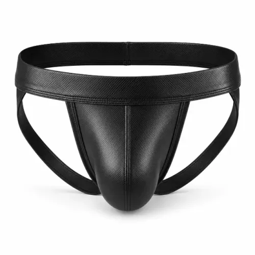 Cueca Jockstrap masculino preto vinílico M importado
