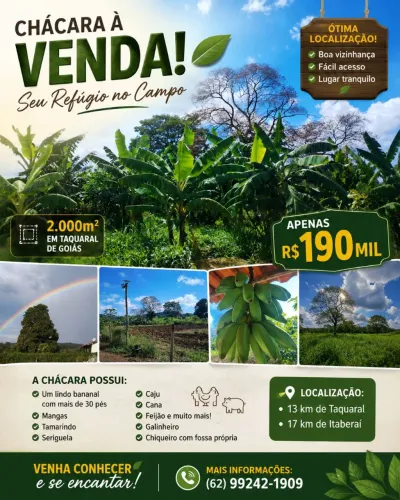 Linda chácara em taquaral de Goiás