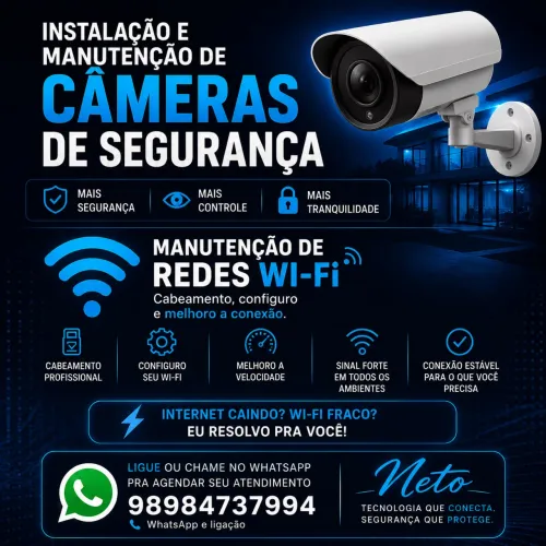 Câmeras de Segurança, Cabeamento e Wi-Fi Residencial e Comercial
