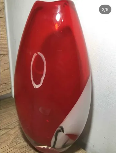 Vaso Grande Em Murano Vermelho.