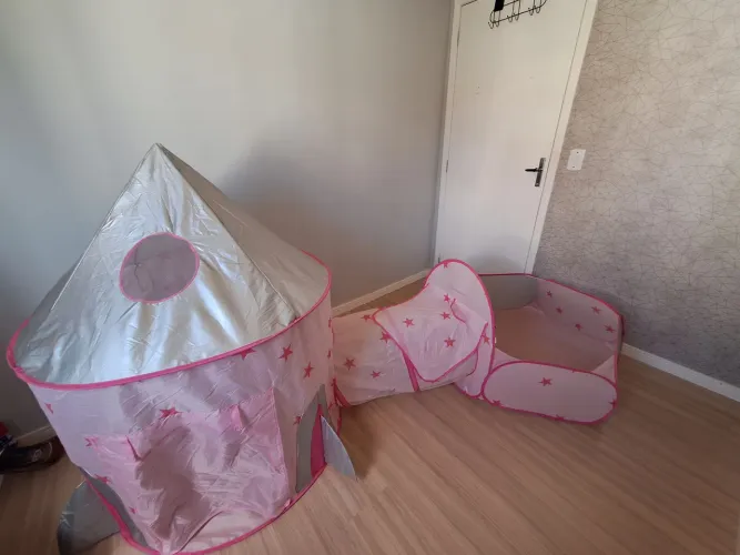 Barraca Infantil Rosa, Túnel, Piscina com bolinhas