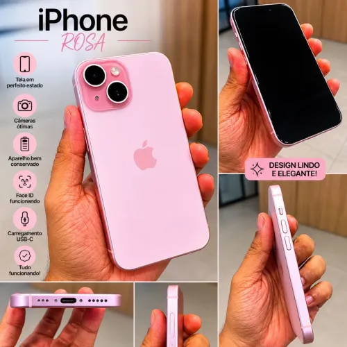 IPHONE 15 256gb ROSA bateria 86%