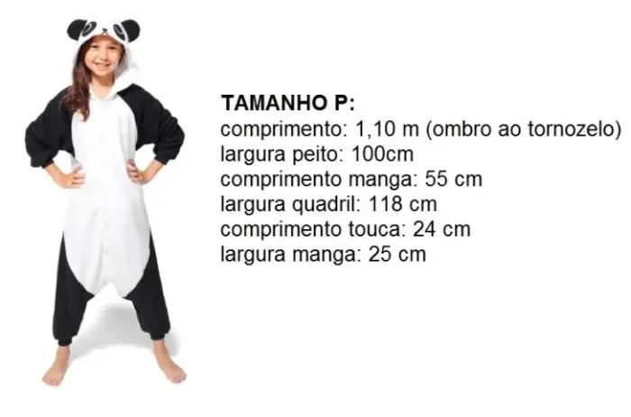 Macacão Pijama e Fantasia Kigurumi Panda 