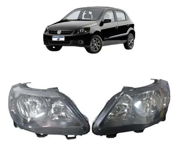 Par Farol Gol G5 2009 2010 11 2012 Foco Duplo Máscara Negra Ambos Lados