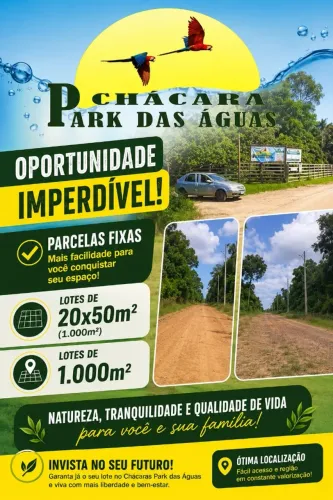 Terrenos 20x50 mts p/sitio ou Chácaras, parcelas Fixas de 550,00