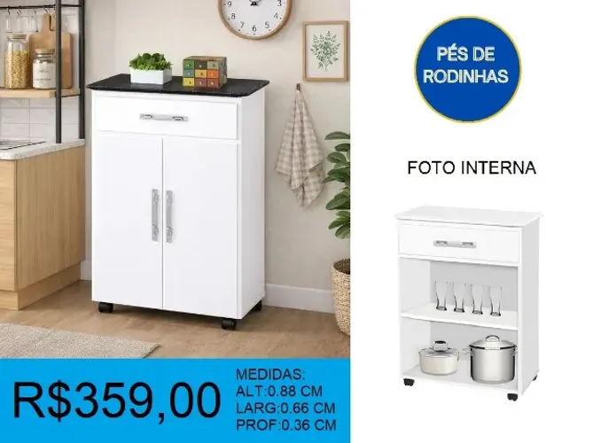 Balcão duas portas com rodinhas - temos a pronta entrega
