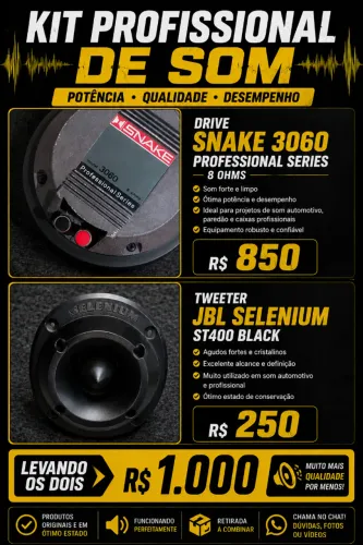 Kit Som Profissional drive Snake 3060 3'' (MUITO FORTE) + JBL ST400 - Potência e Qualidade