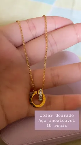 Colar dourado aço inoxidável