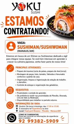 VAGA PARA SUSHIMAN/SUSHIWOMAN