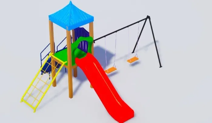 Playground de madeira plástica completo á pronta entrega