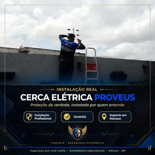 CERCA ELÉTRICA Instalada + Concertina + Alarme - Kit Completo