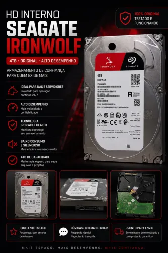 HD Seagate IronWolf 4TB Novo e Original - Lacrado - SATA III