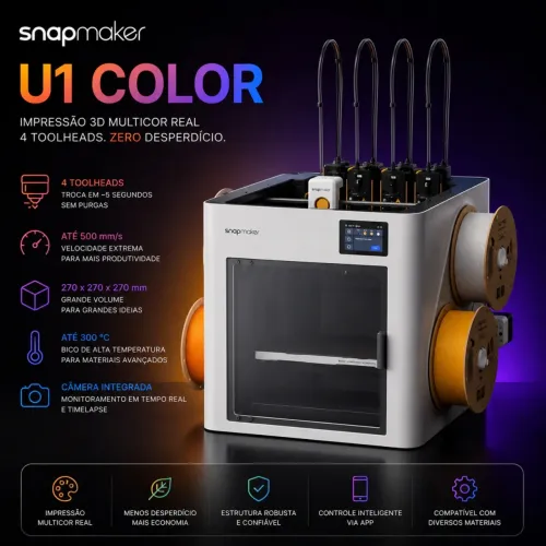 Impressora 3D ''SNAPMAKER U1 TROCAS DE COR SEM DESPERDÍCIO''
