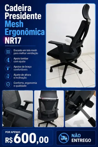 Cadeira Presidente Mesh Ergonômica NR17
