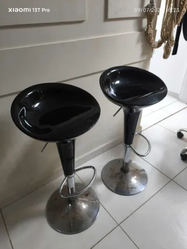Banquetas Para Cozinha Giratória Alta Tulipa Lotus Assento Abs Kit 02 Un