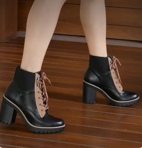 Coturno Feminino Via Marte 20-3853 Preto e Café Tam. 36