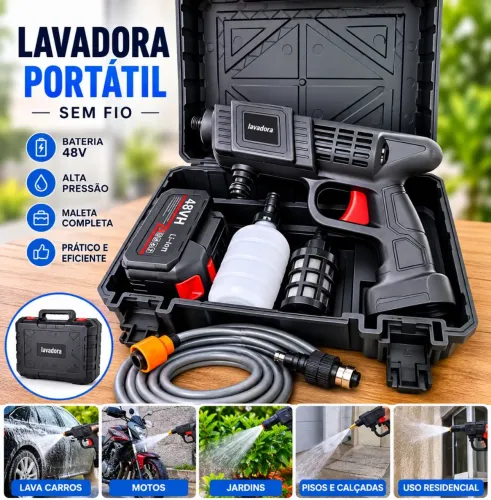 ? LAVADORA DE ALTA PRESSÃO SEM FIO 48V + MALETA COMPLETA