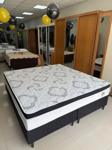 Cama Box Super King Isofort Luxo Ley Colchões, Base + Colchão molas ensacadas individuais
