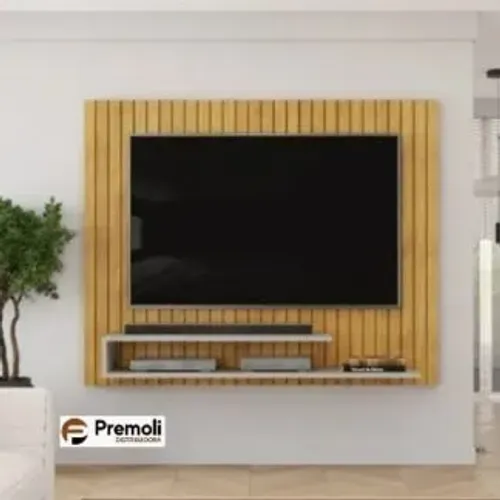 Painel Ripe 1.34 Tv 55 C/Nichos Cor Cedro/Bali - DJ MOVEIS