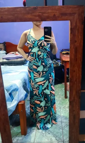 Vestido longo azul sereia com 2 fendas (USADO) 
