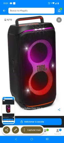 Caixa de Som JBL PartyBox Club 120 Bluetooth Amplificada Portátil 160W USB