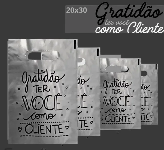 Sacolas personalizadas GRATIDÃO AO CLIENTE Tamanho: 30x20 cm