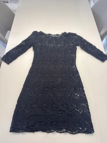 Vestido de Crochê Preto - Ralph Lauren - Tamanho P/S