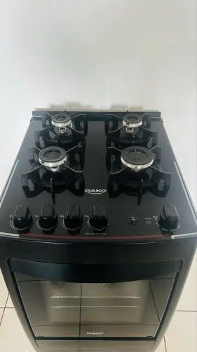 Fogão 4 bocas Dako Supreme Glass Preto Mesa de Vidro