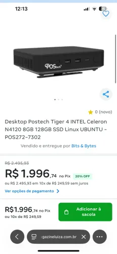 Desktop Postech Tiger 4 INTEL Celeron N4120 8GB 128GB LACRADO
