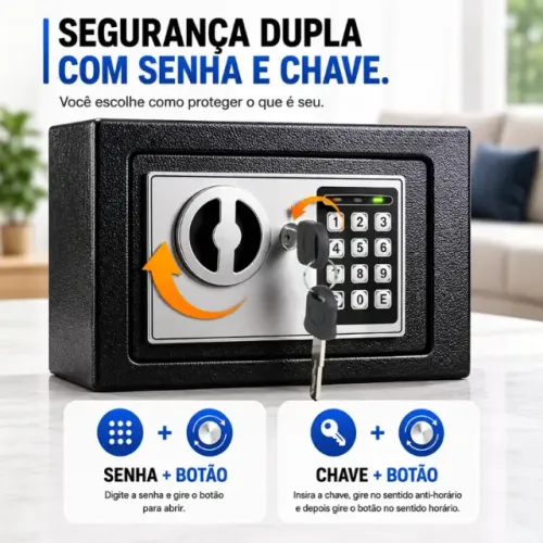 Cofre Eletrônico Digital Senha Ou Chave 31x20x20