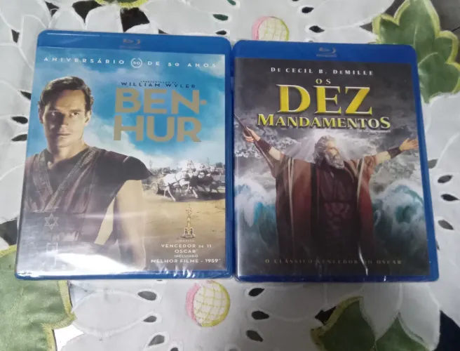 2 blu-ray duplos novos lacrados filmes clássicos épicos Ben-Hur e Dez Mandamentos raros