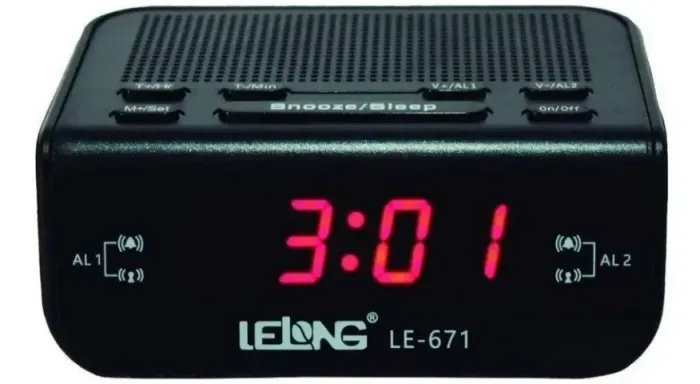 Radio Relógio Lelong LE 671 - Relógio Despertador Digital Elétrico Mesa Radio Am Fm Alarme