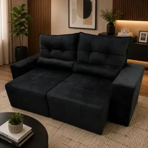 Sofá Lisboa Preto Oferta Especial Entrega Grátis