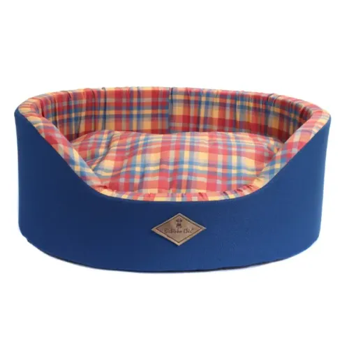 Cama Europa Xadrez Pet Bichinho Chic Média Azul para Cães e Gatos