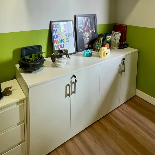 Armário para Escritório Baixo Duplo com 4 Portas com Chave 160cm