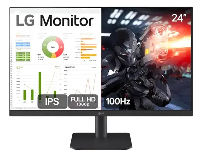 Monitor Lg Gamer 24 24ms500-b Ips Fhd 100hz Anti-reflexo Pr Preto Bivolt 1920x1080p 5ms