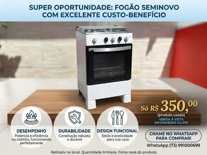 Fogão 4 bocas seminovo itatiaia em excelente estado de conservação