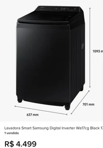 Lavadoura Smart Samsung Digital Inverter 17kg black