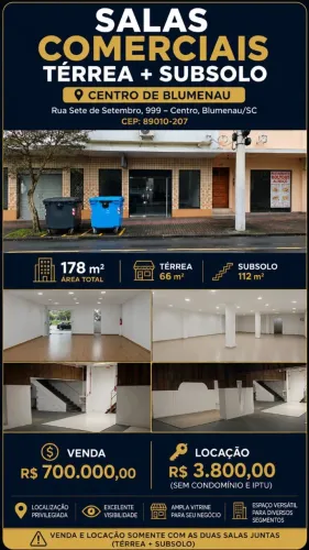 Alugo sala comercial centro de Blumenau