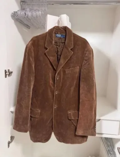 blazer ralph lauren veludo cotelê marrom caramelo tam g