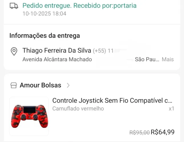 Controle joystick camuflado vermelho