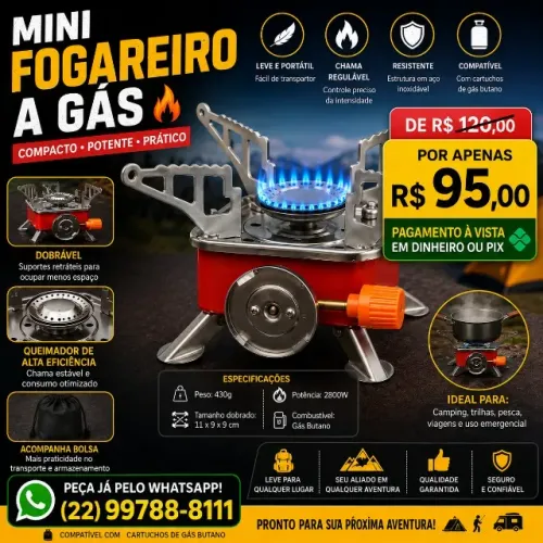 Mini fogareiro a cartucho de gás NÃO RESERVO ( Contato apenas Whatsapp ) produto novo
