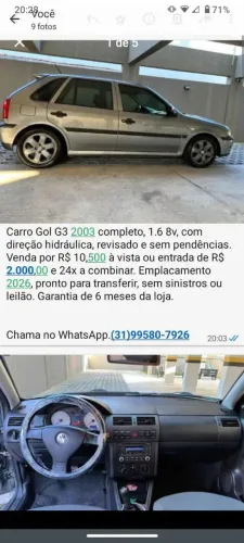 Volkswagen Gol 1.0 Plus 8V 4P (álcool) 2003