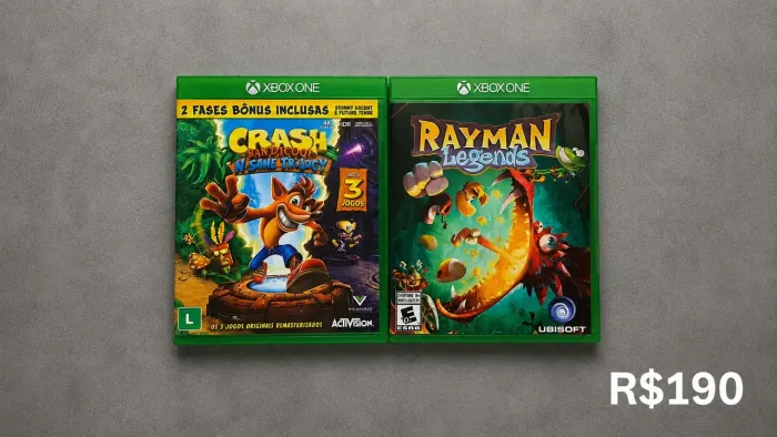 Rayman Legends + Crash Bandicoot - Xbox mídia física
